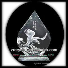 K9 Huecograbado de cristal hecho a mano con águila